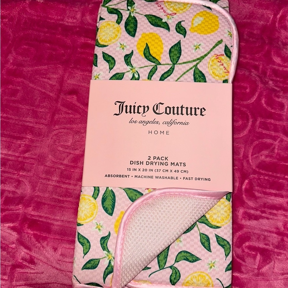 NWT Juicy Couture Lemon Print 2pk Dish Mats